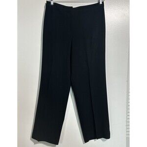 St. John Caviar Diana Crepe Pants Sz 14 Black Straight Leg Dress Career Trousers